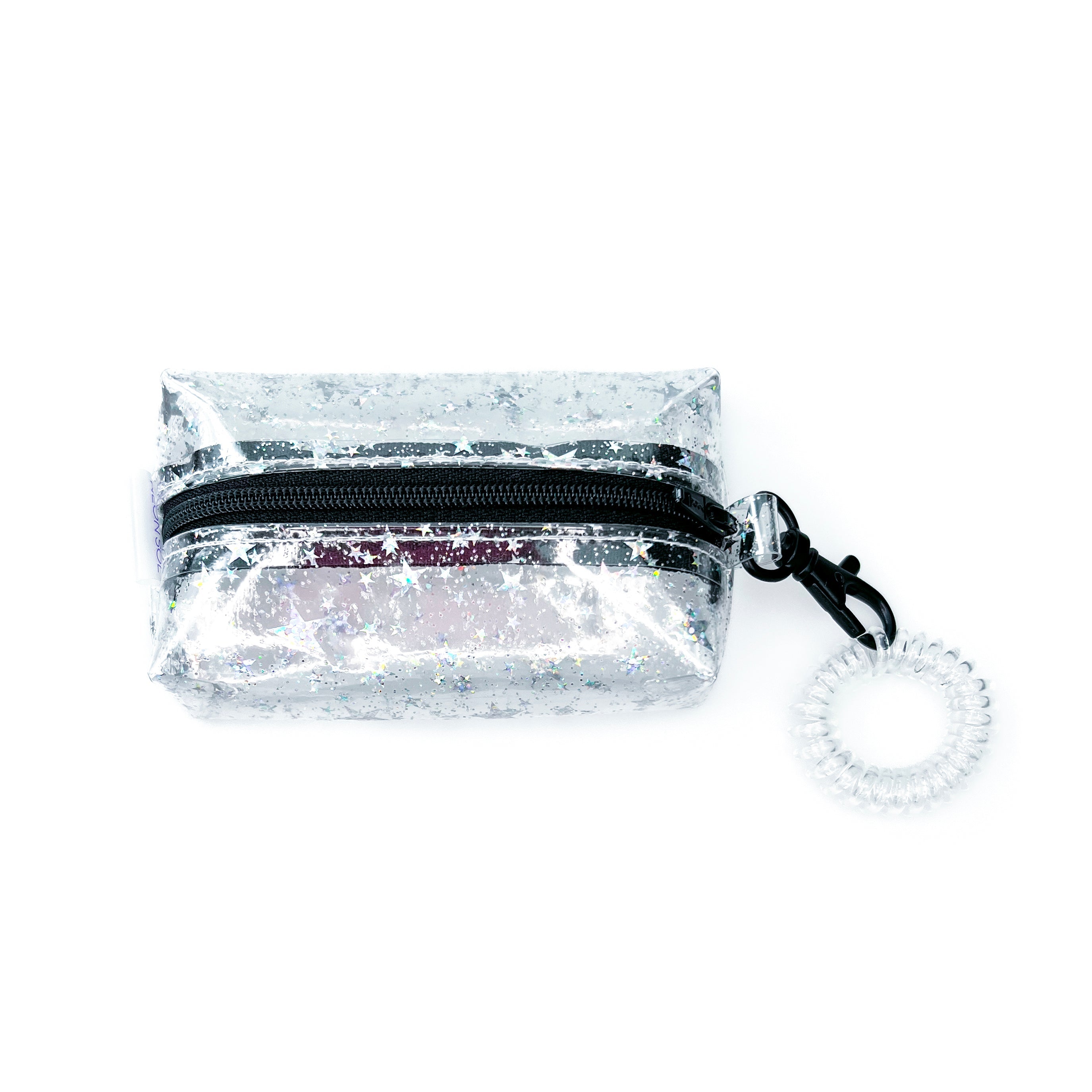 Petite Boxy Pouch | clear glitter stars