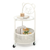 White Modern Sofa Side Table on Lockable Wheels