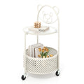 White Modern Sofa Side Table on Lockable Wheels