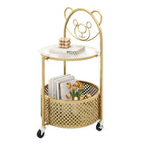 Gold Modern Sofa Side Table on Lockable Wheels