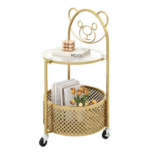 Gold Modern Sofa Side Table on Lockable Wheels