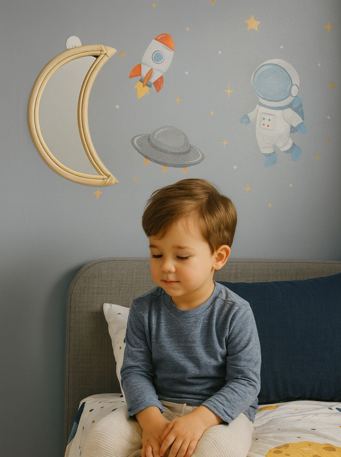 Rattan Moon Wall Mirror
