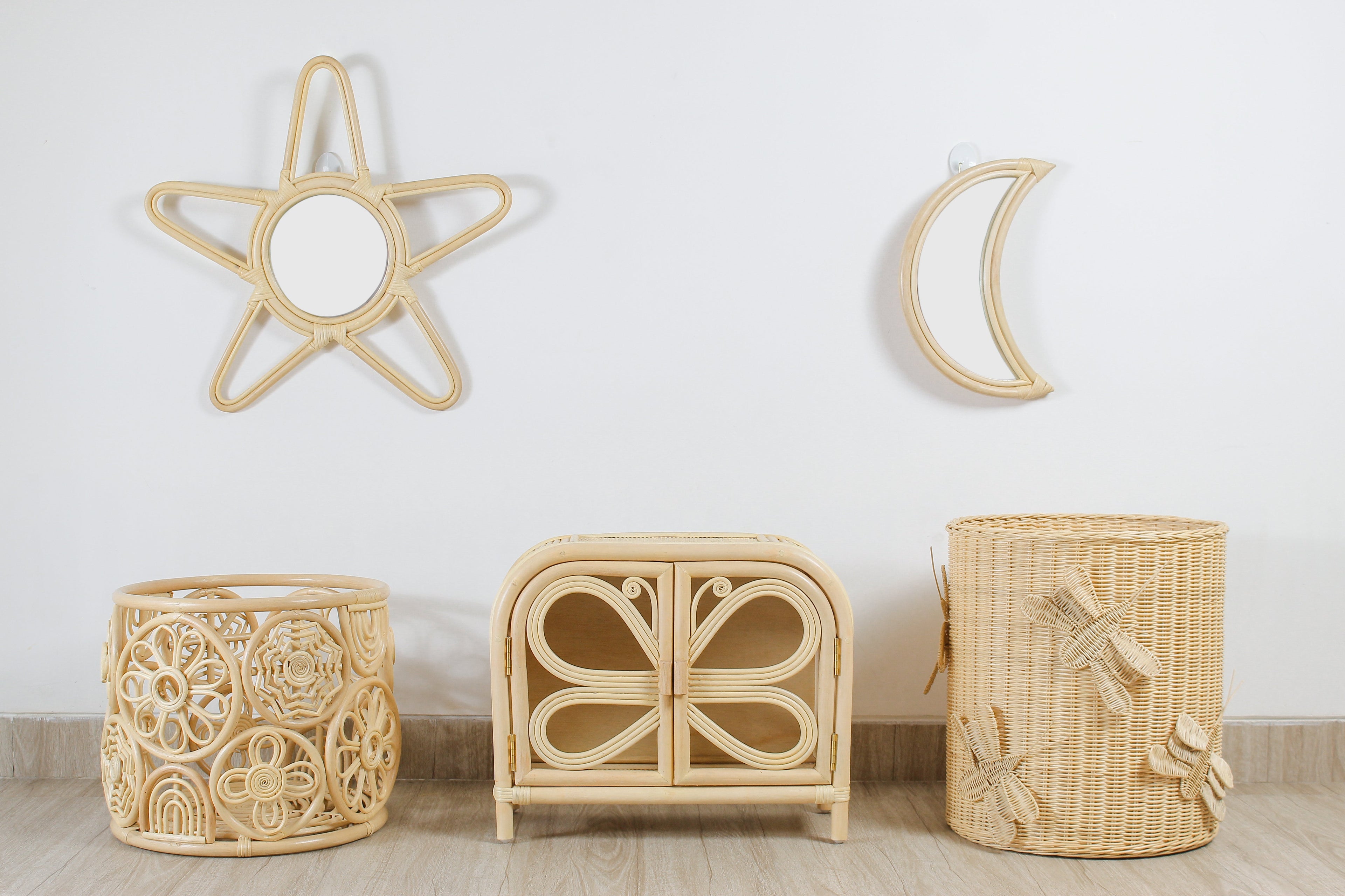 Rattan Moon Wall Mirror