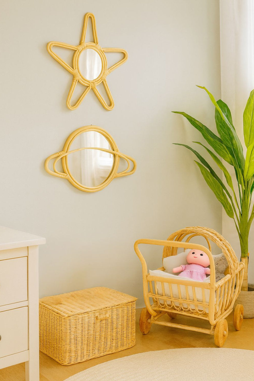 Rattan Star Wall Mirror