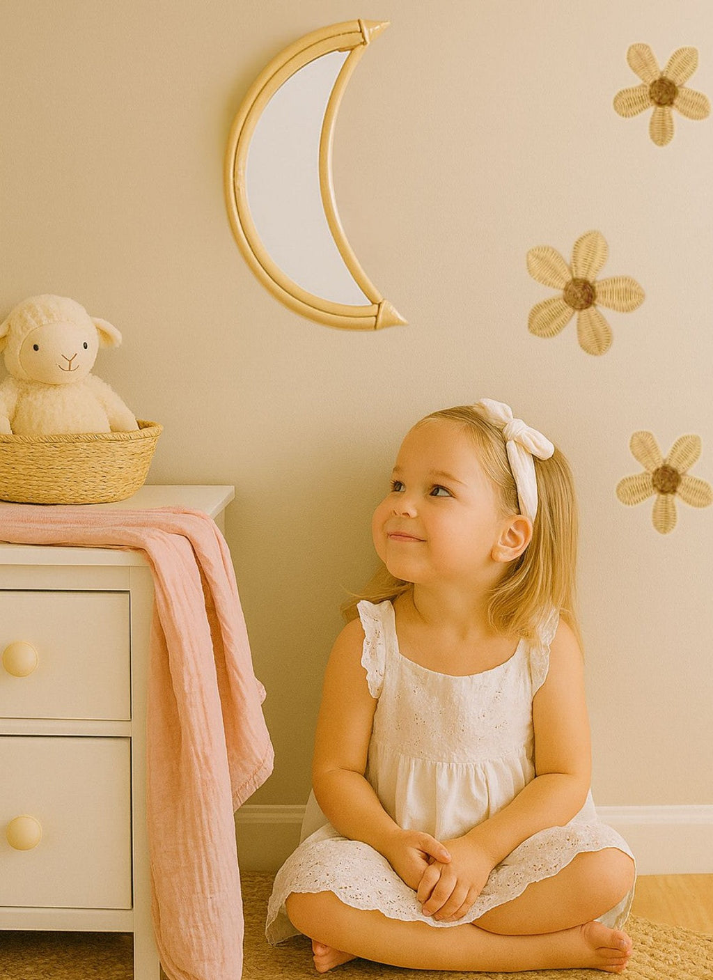 Rattan Moon Wall Mirror
