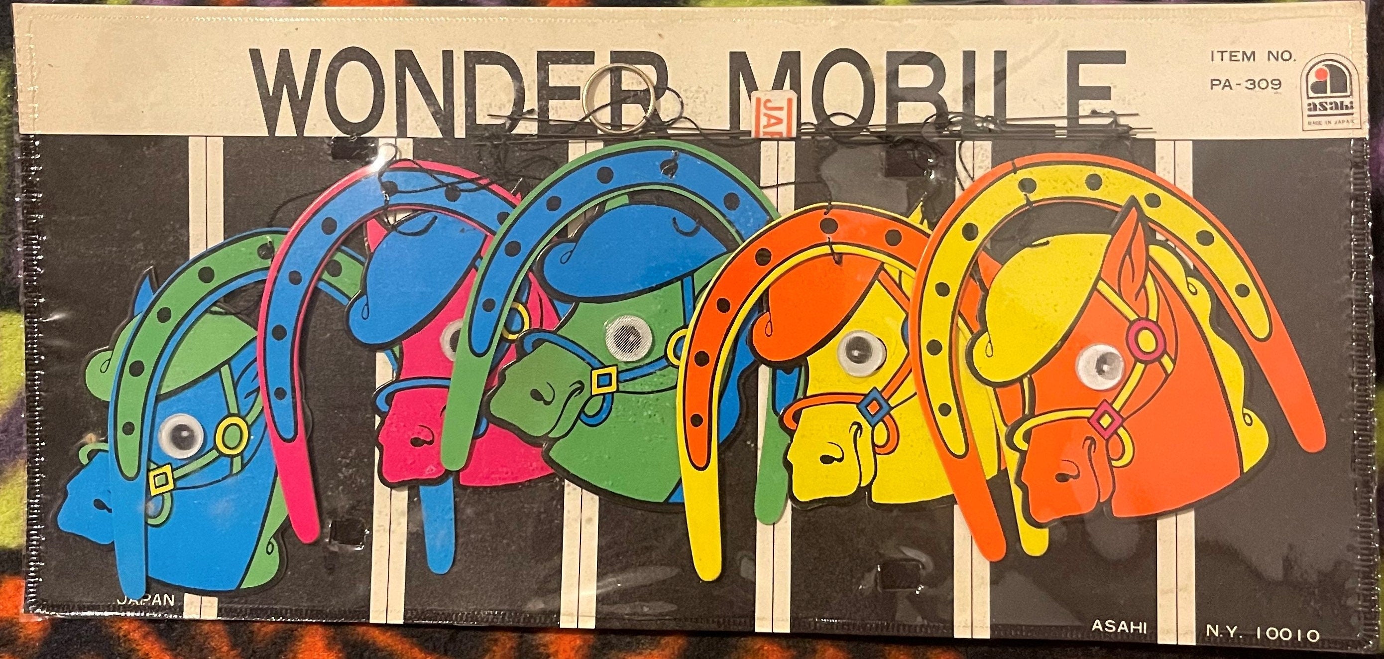🎠 Vintage 1950s Wonder Mobile — Neon Horse Carousel Blacklight Art