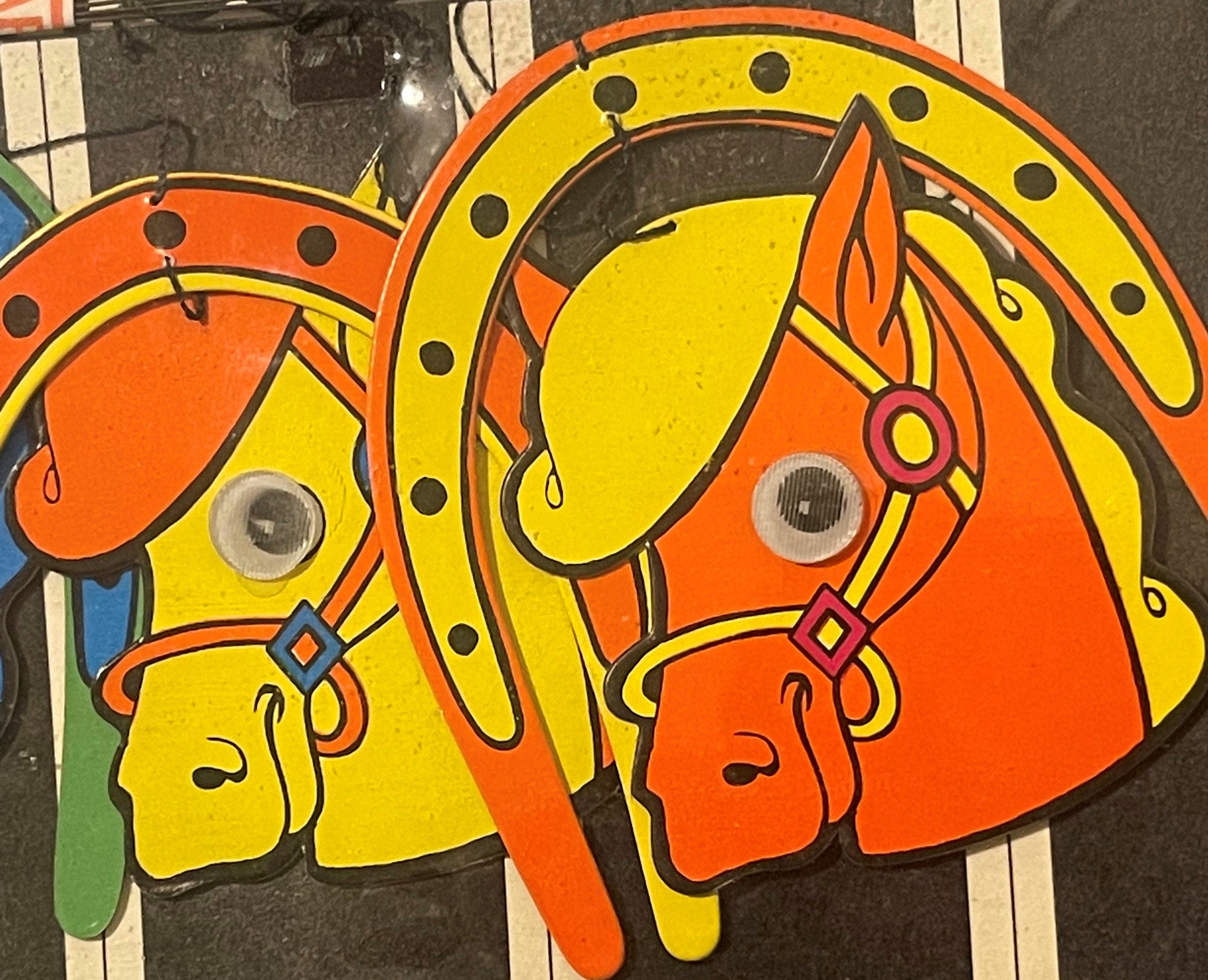 🎠 Vintage 1950s Wonder Mobile — Neon Horse Carousel Blacklight Art