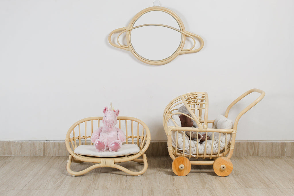 Rattan Saturn Mirror