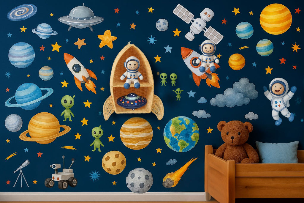 Rattan Rocket Ship Wall Shelf