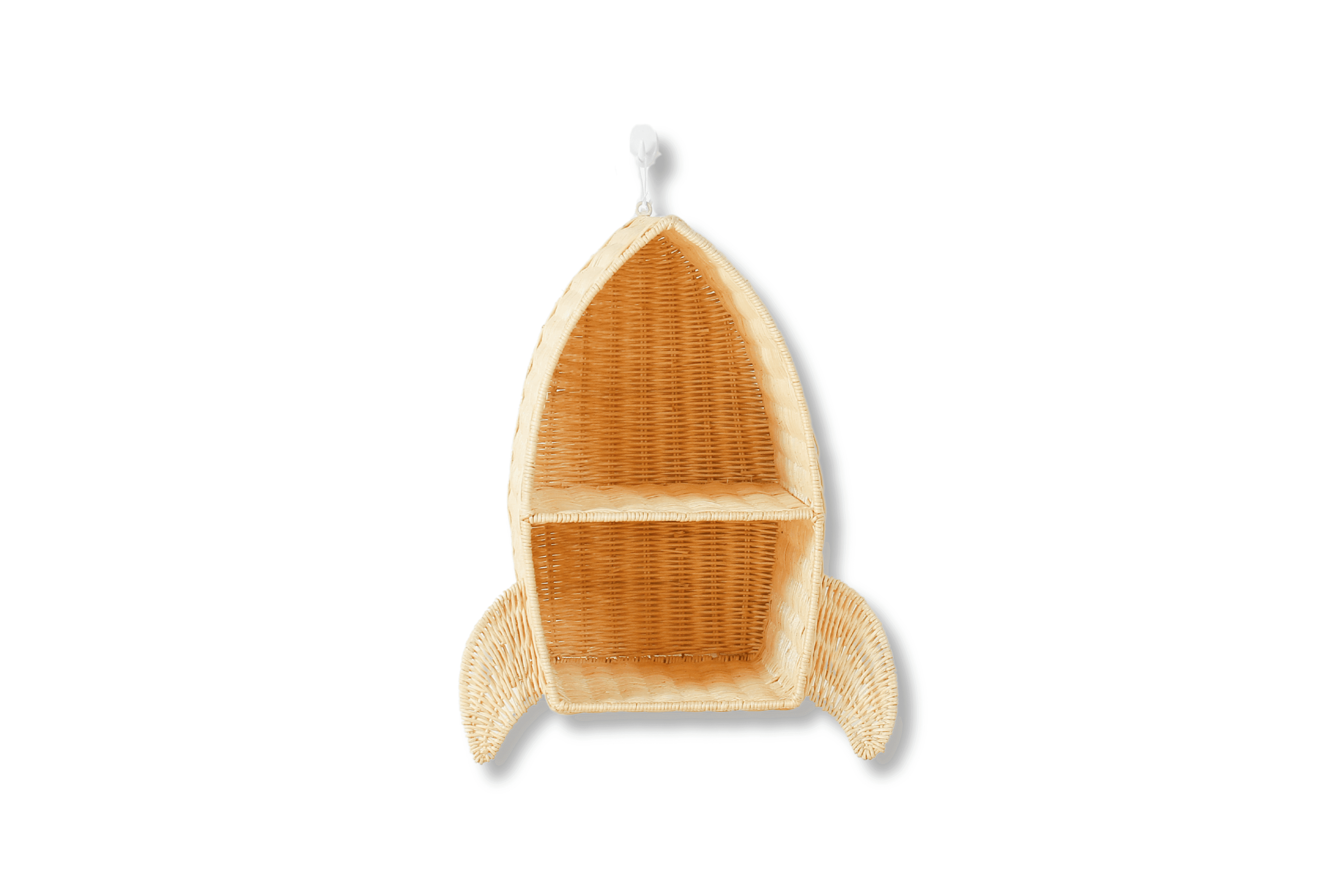 Rattan Rocket Ship Wall Shelf
