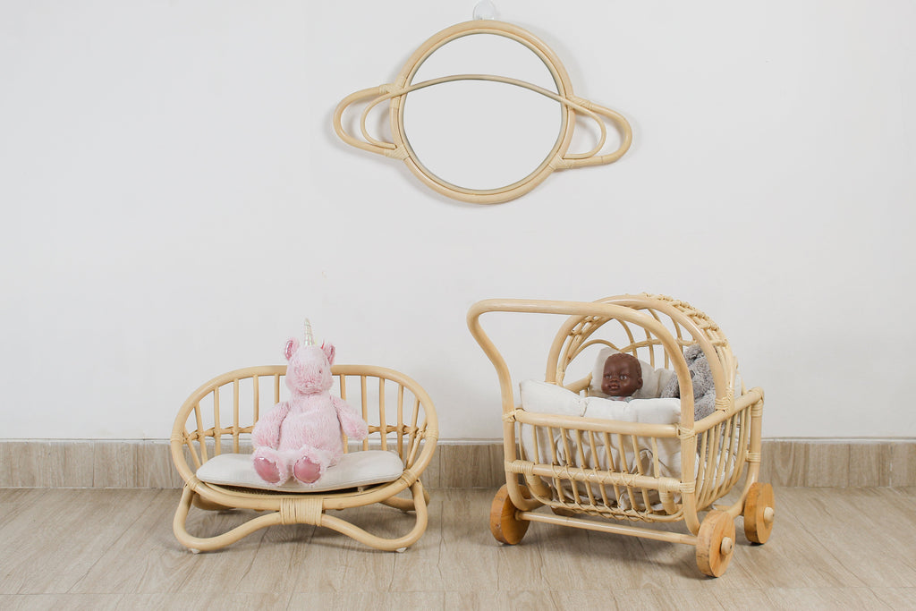 Rattan Saturn Mirror