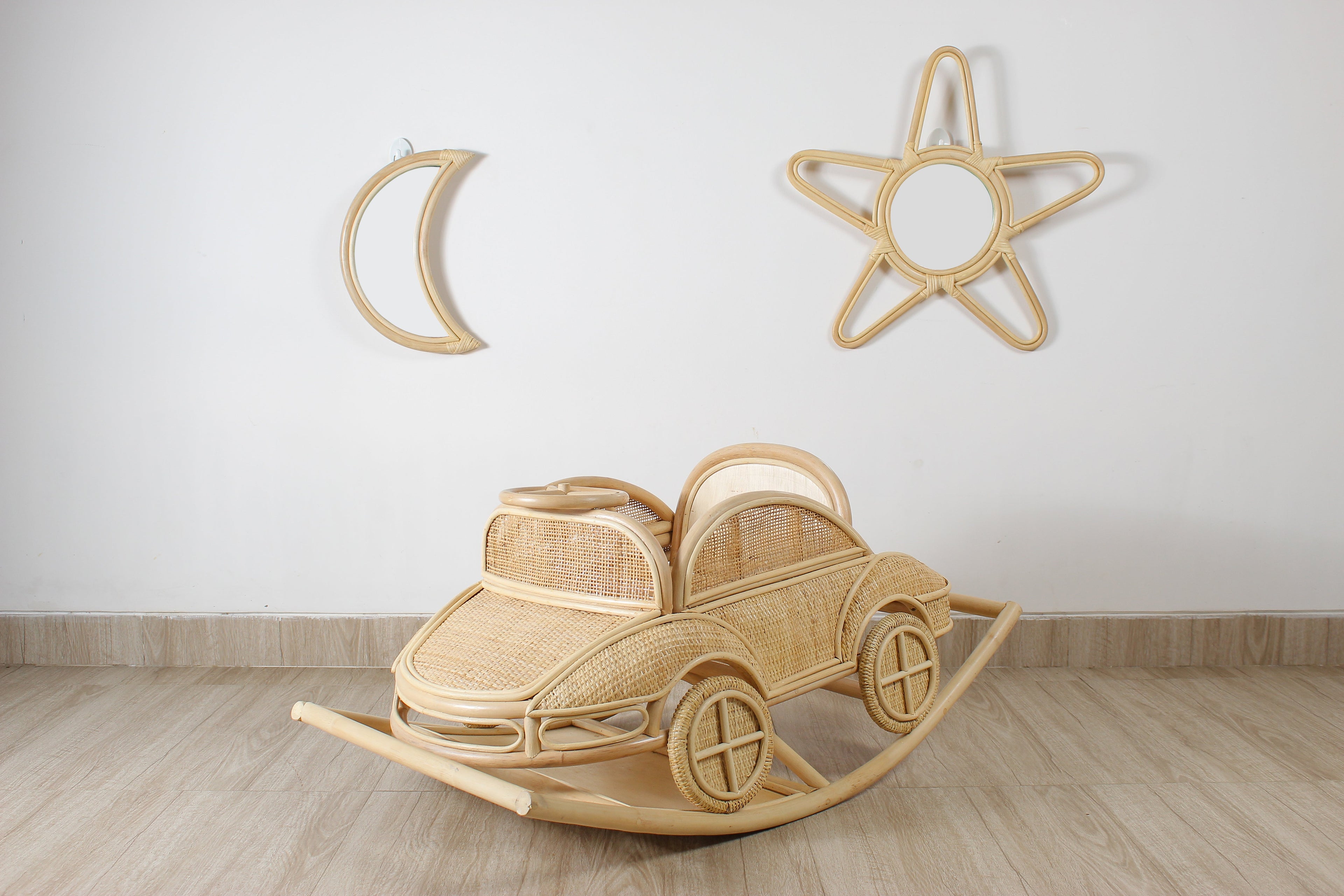 Rattan Moon Wall Mirror