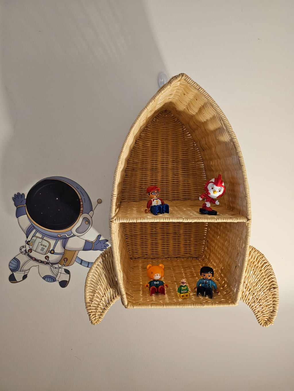 Rattan Rocket Ship Wall Shelf