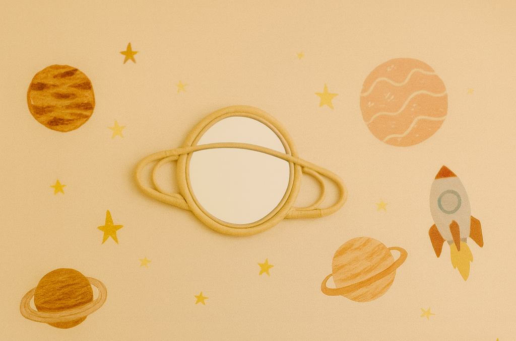 Rattan Saturn Mirror