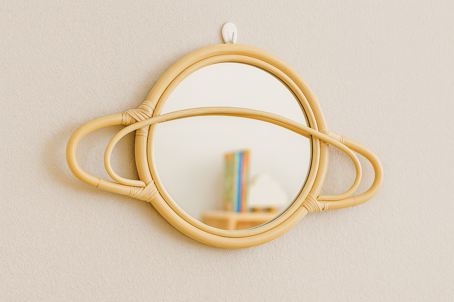 Rattan Saturn Mirror