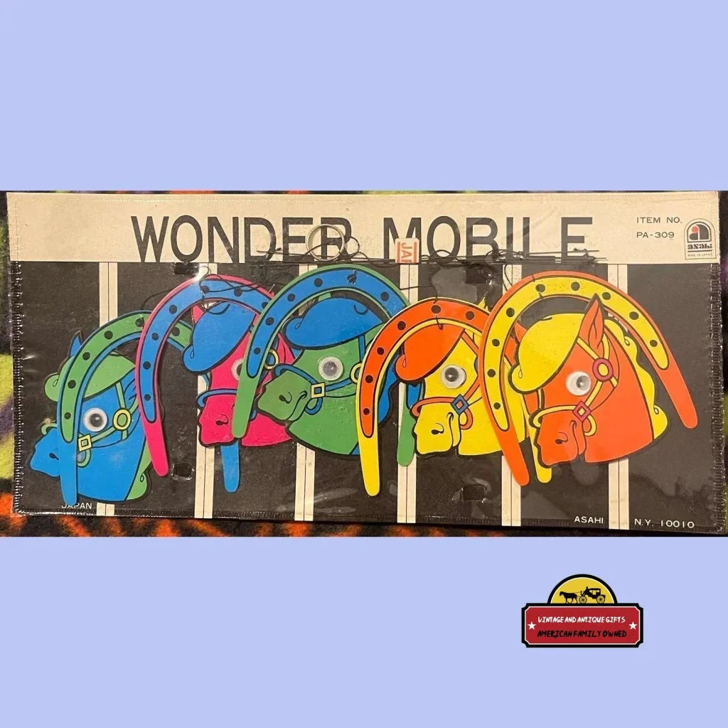 🎠 Vintage 1950s Wonder Mobile — Neon Horse Carousel Blacklight Art