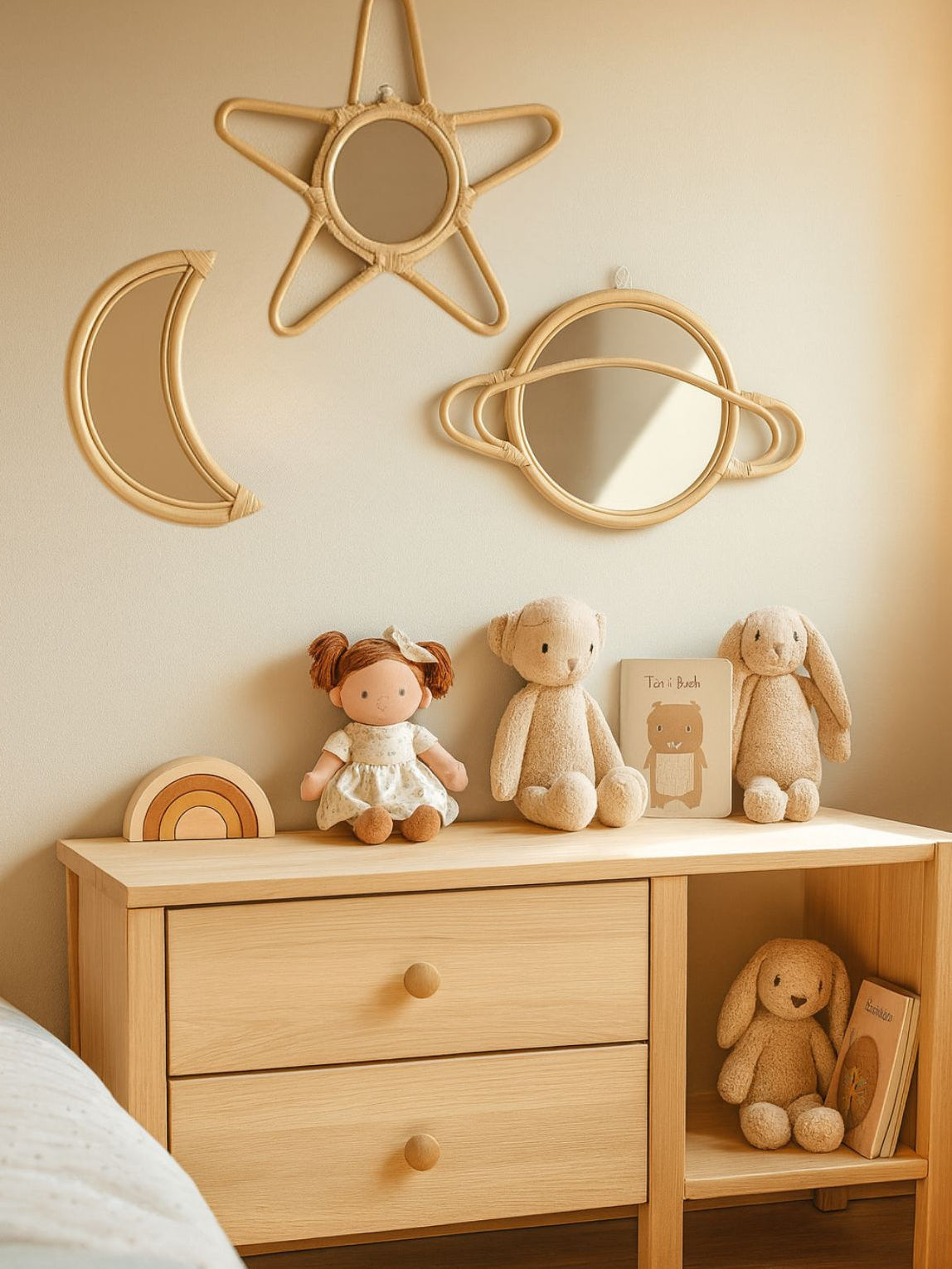 Rattan Moon Wall Mirror